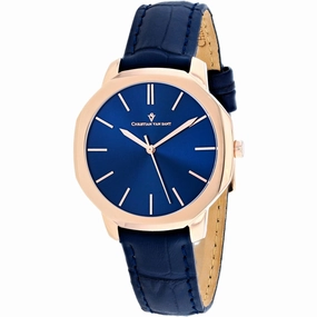 Christian Van Sant Women's Watch - Octave Slim Quartz Blue Leather Strap | CV0505