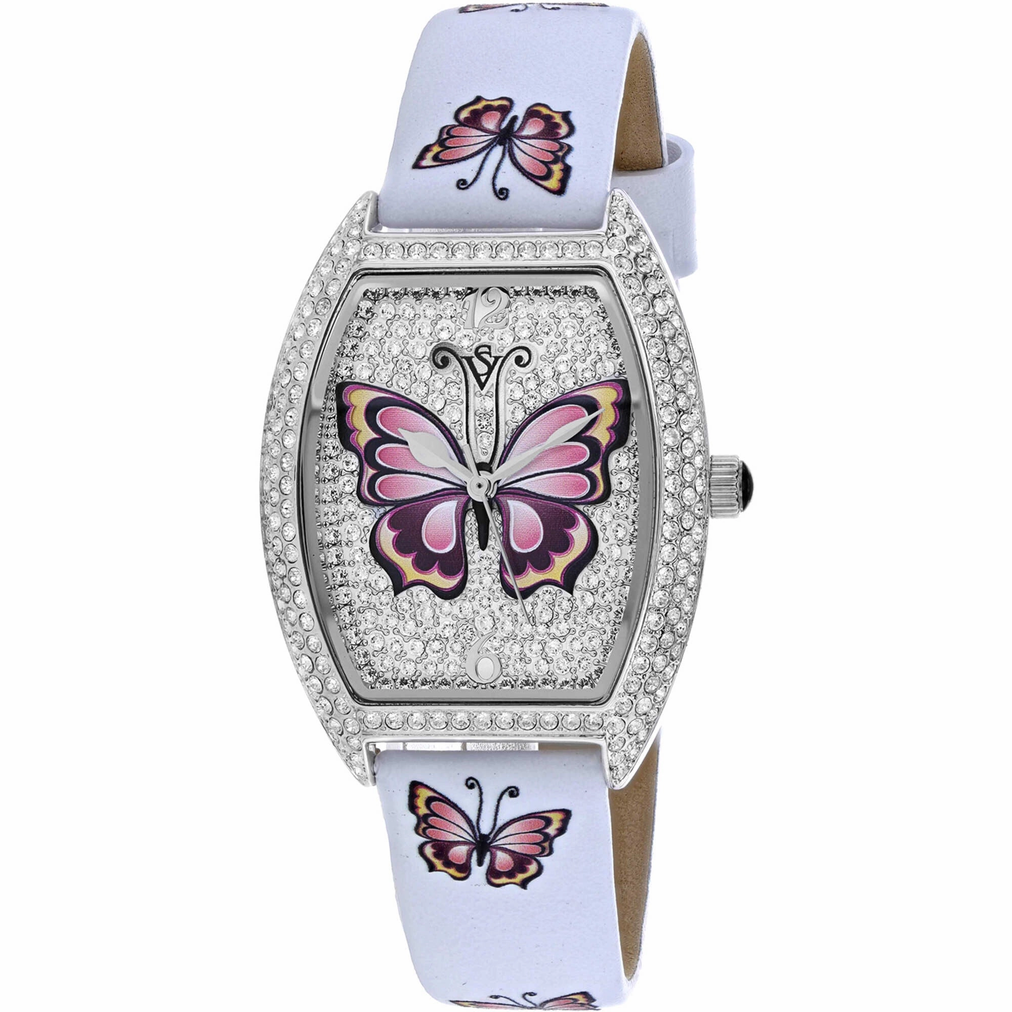 Christian Van Sant Women's Watch - Papillon Quartz Silver Dial White Strap | CV4871