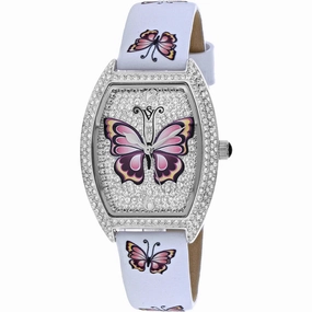 Christian Van Sant Women's Watch - Papillon Quartz Silver Dial White Strap | CV4871