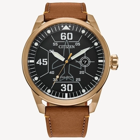 Citizen Avion Eco-Drive Leather Strap Men's Watch AW1733-09E
