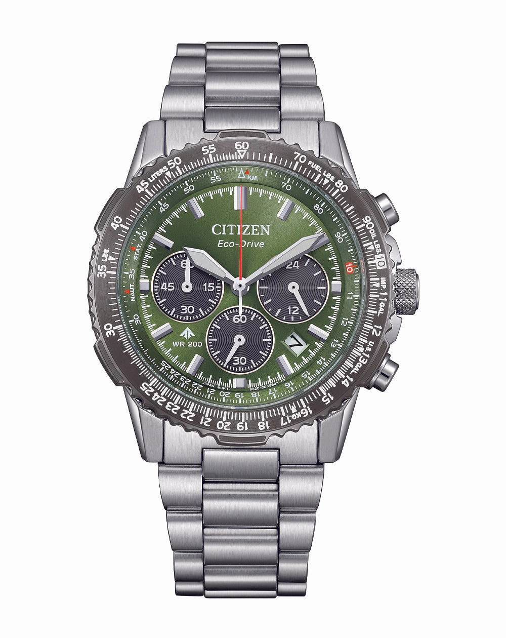 Citizen Eco-Drive Promaster Navihawk Green Dial Stainless Steel Watch CA4664-60W