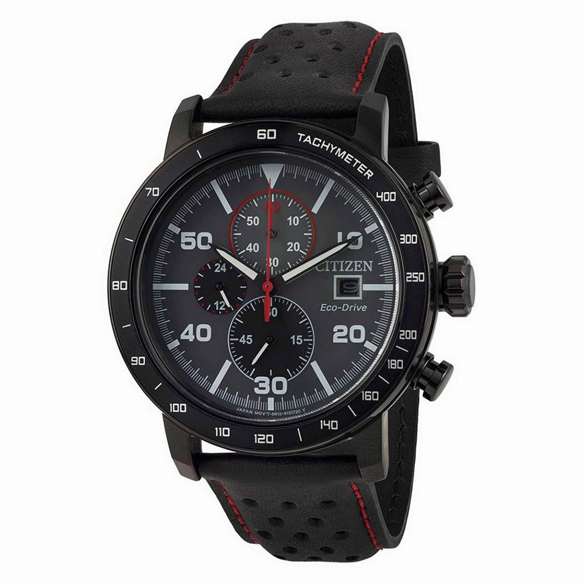 Citizen Men's Chronograph Watch - Eco-Drive Grey and Black Dial Strap | CA0645-15H