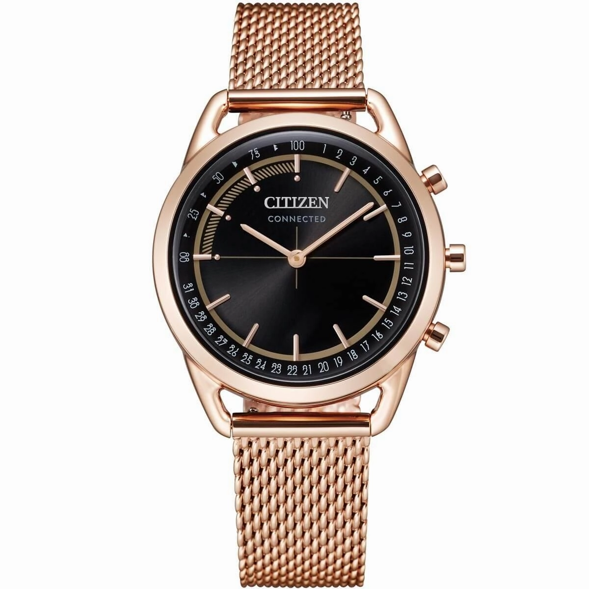 Citizen Women's Smartwatch - Hybrid Black Dial Rose Gold Bracelet | HX0003-51E
