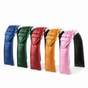 Classic "Essentials Colors" watch band - Alligator leather strap (blue, green, red, orange, pink)