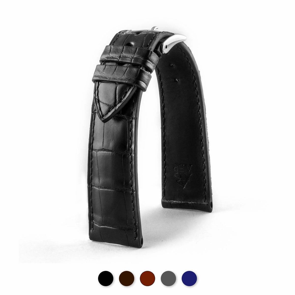 Classic "Essentials" watch band - Alligator leather strap (black, brown, grey, blue)