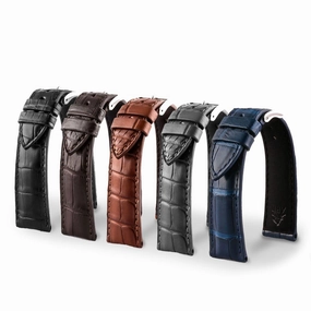 Classic "Essentials" watch band - Alligator leather strap (black, brown, grey, blue)