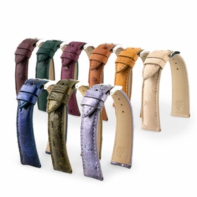 Classic "Essentials" watch band - Ostrich leather strap (blue, kaki, red, green...)