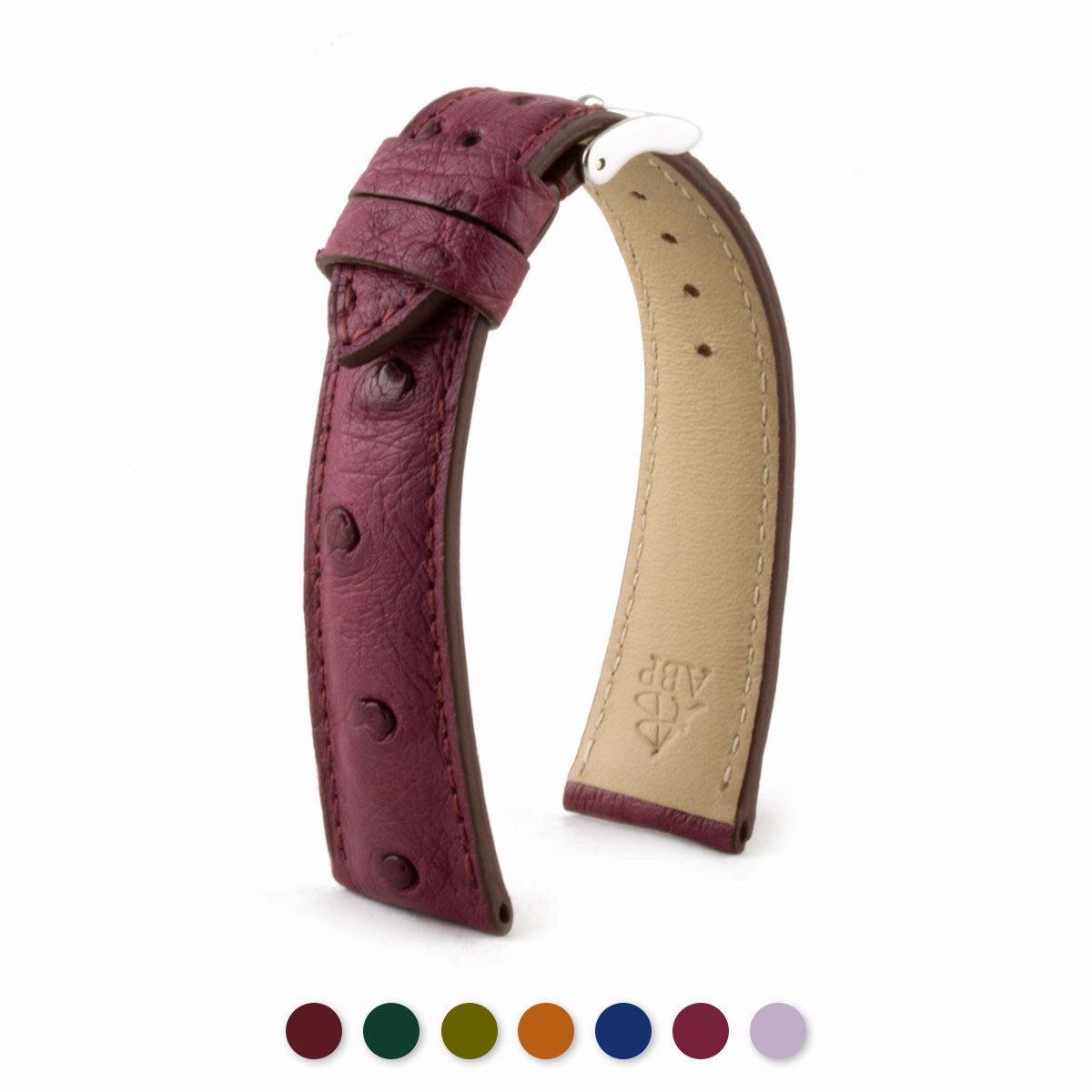 Classic "Essentials" watch band - Ostrich leather strap (blue, kaki, red, green...)