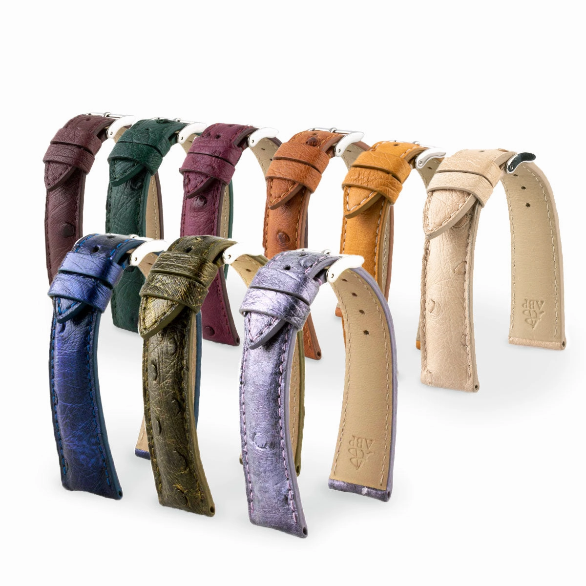 Classic "Essentials" watch band - Ostrich leather strap (blue, kaki, red, green...)