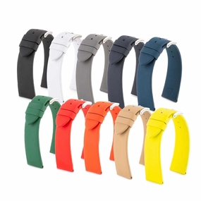 Classic "Essentials" watch band - Rubberized calf leather strap (black, grey, blue, green...)