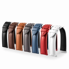 Classic "Essentials" watchstrap - Calf leather strap (black, brown, grey, blue, red, white)