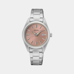 Classic Women Quartz Pink Dial Analog Stainless Steel Watch SUR529P1