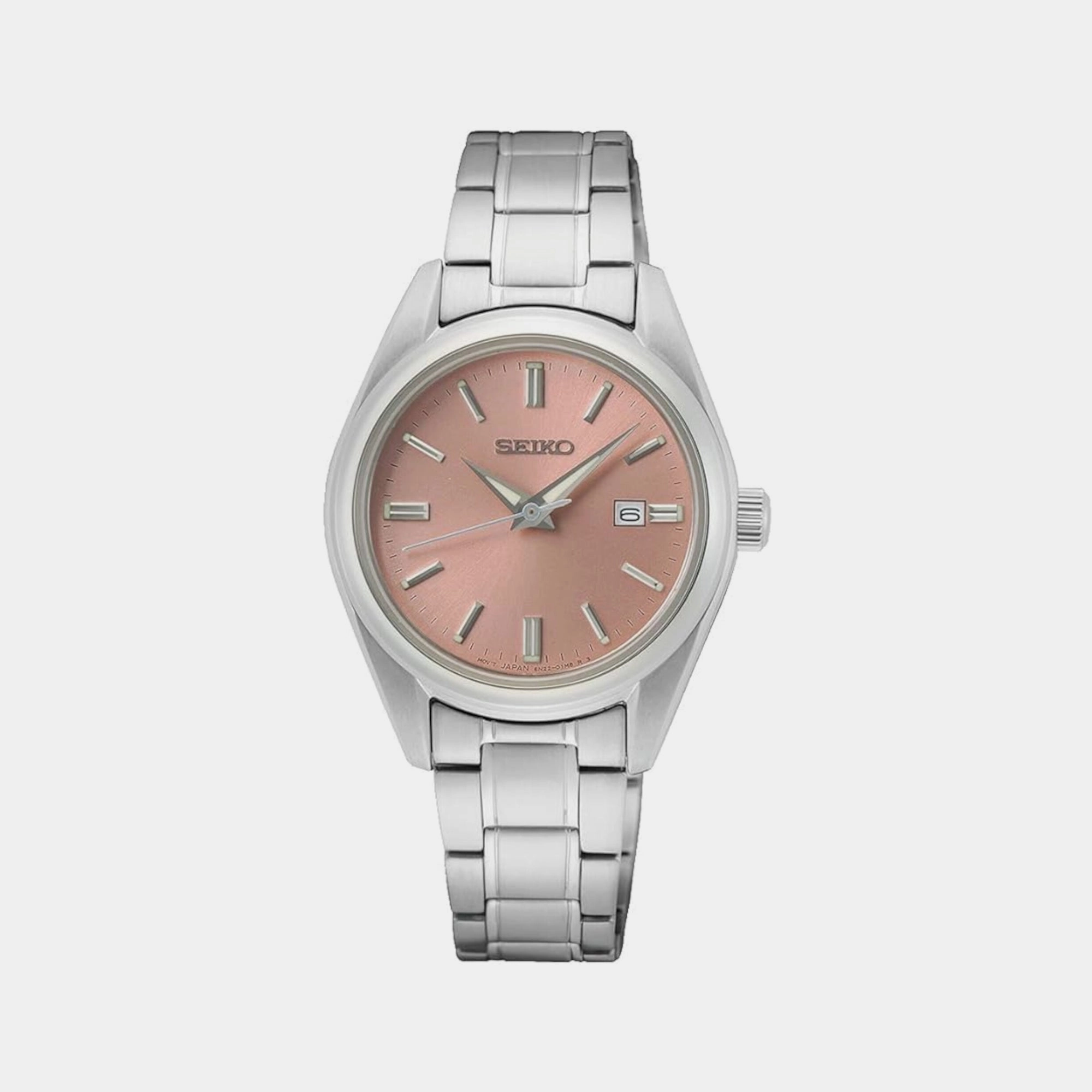 Classic Women Quartz Pink Dial Analog Stainless Steel Watch SUR529P1