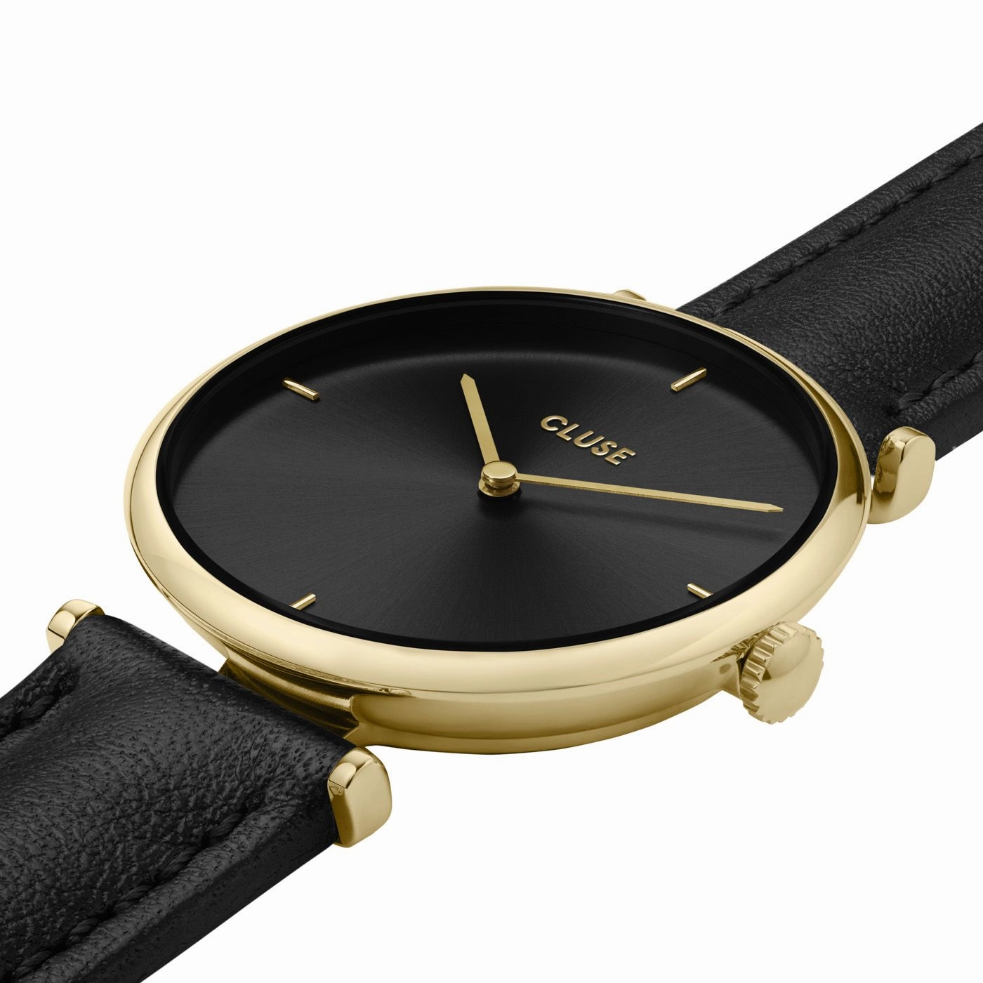 CLUSE Triomphe Gold Black / Black Leather Watch CW10404