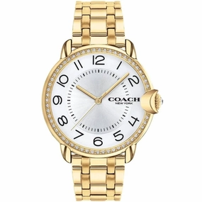 Coach Women's Watch - Arden Quartz White Dial Yellow Gold Steel Bracelet | 14503810