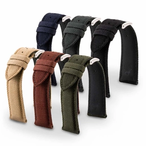 Cordura Type fabric watch band (black, grey, blue, kaki, burgundy, beige)