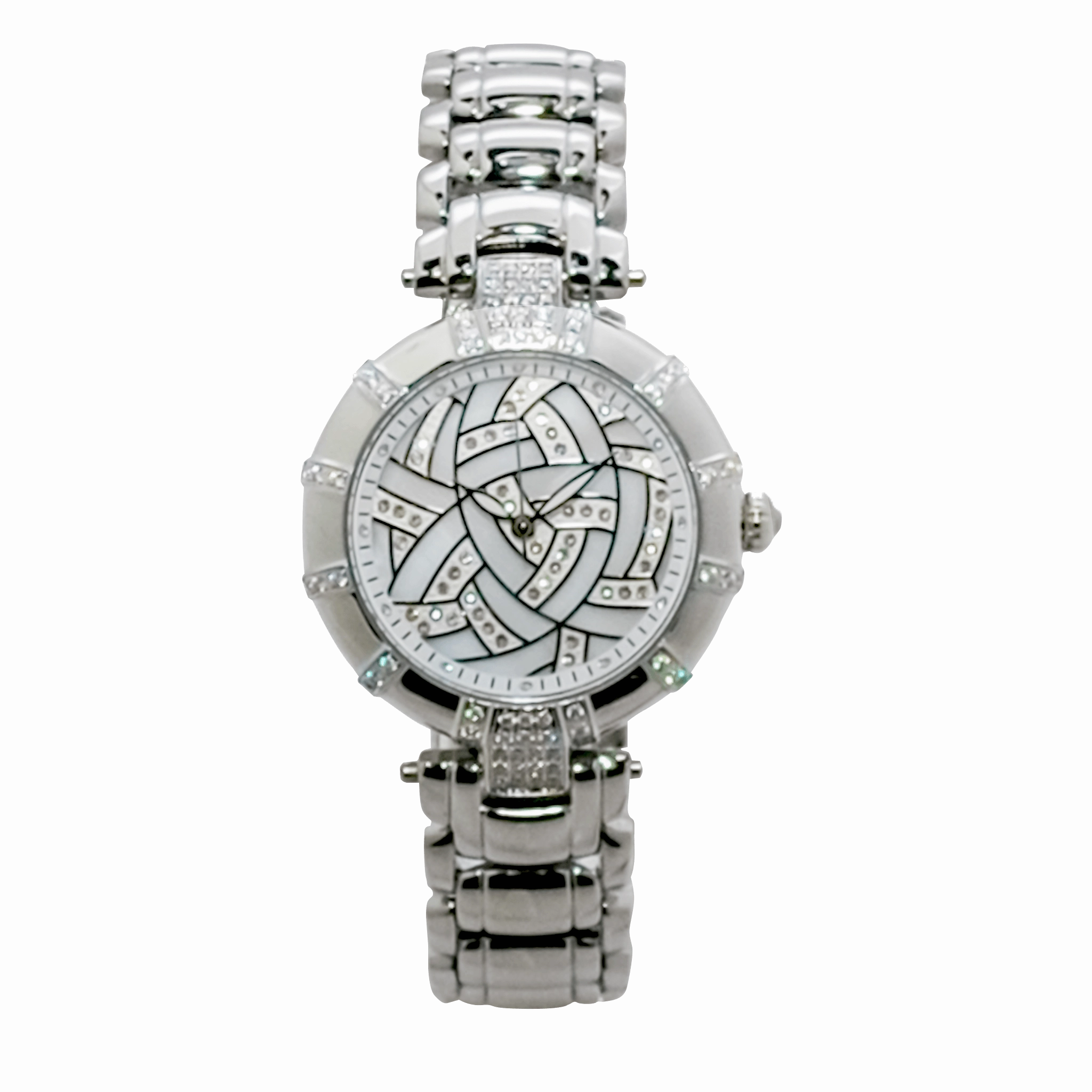 Croton Womens Silvertone Quartz Crystal Accented Bracelet Watch