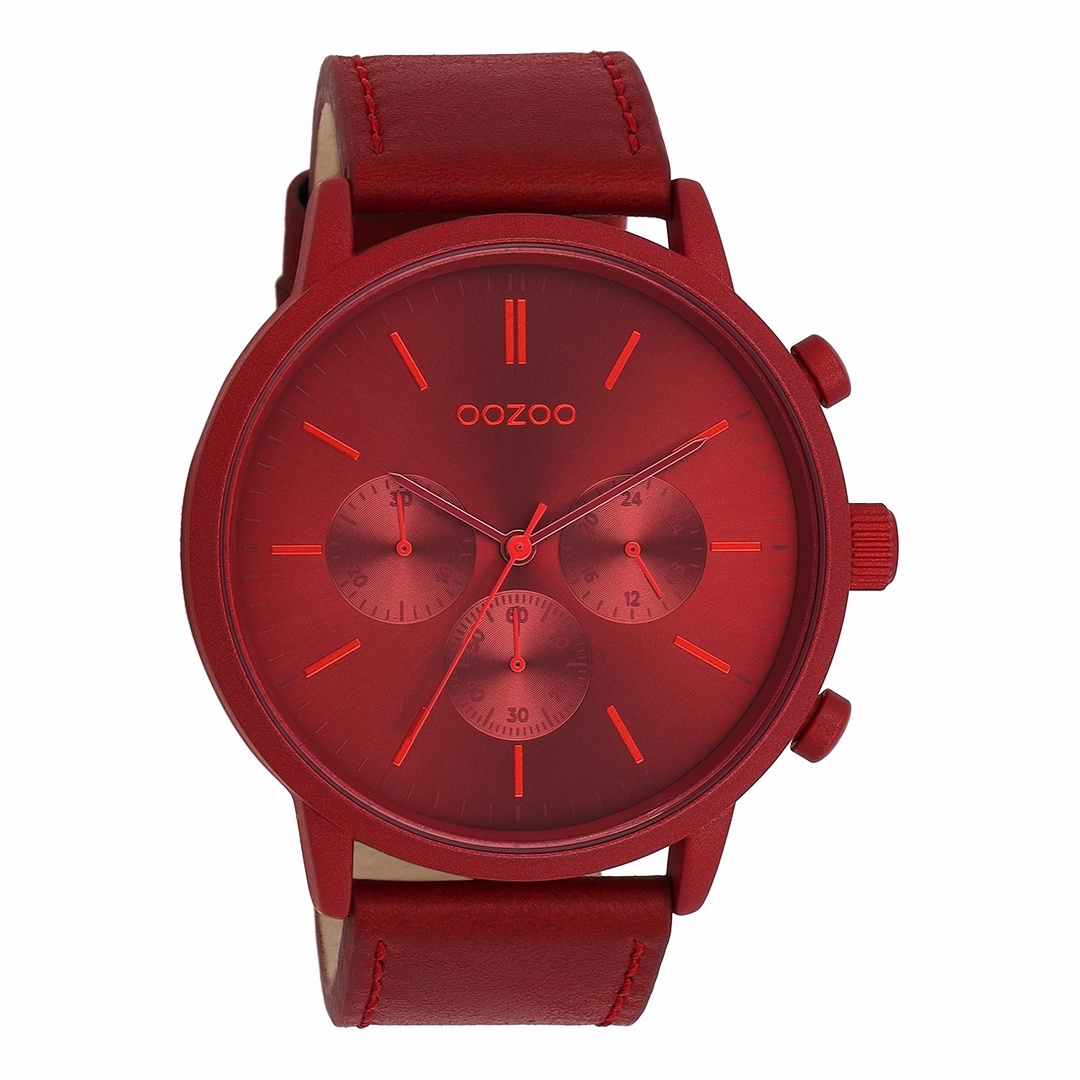 Dahlia red OOZOO watch with leather strap - C11207