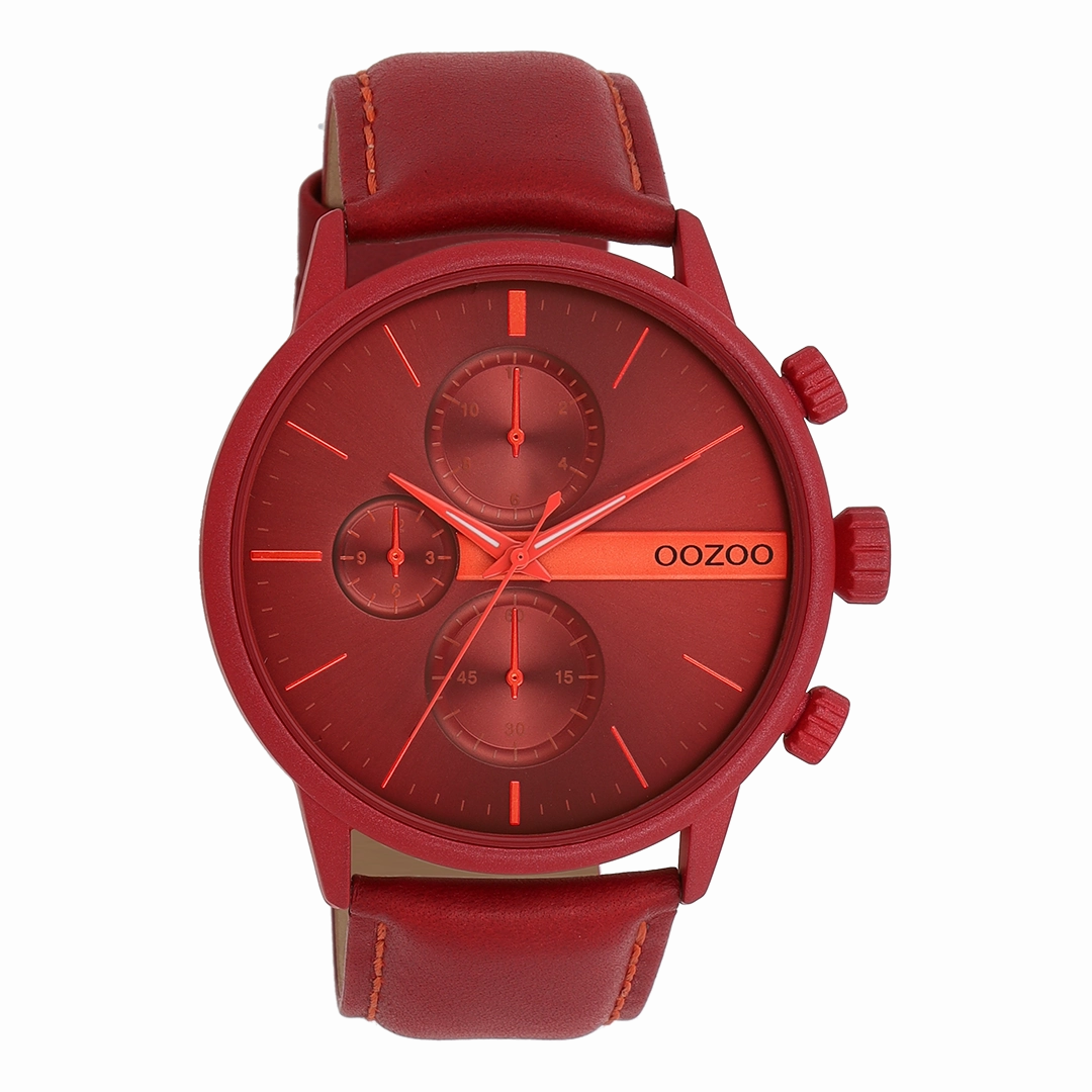 Dahlia red OOZOO watch with leather strap - C11226