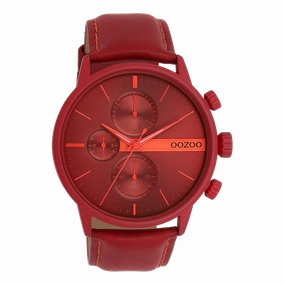 Dahlia red OOZOO watch with leather strap - C11226