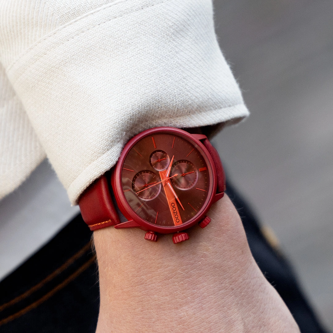 Dahlia red OOZOO watch with leather strap - C11226