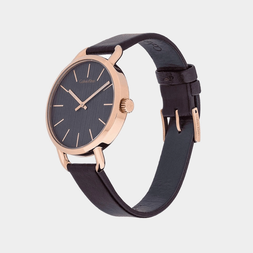 Damenuhr Women Quartz Black Dial Analog Leather Watch K7B236G3