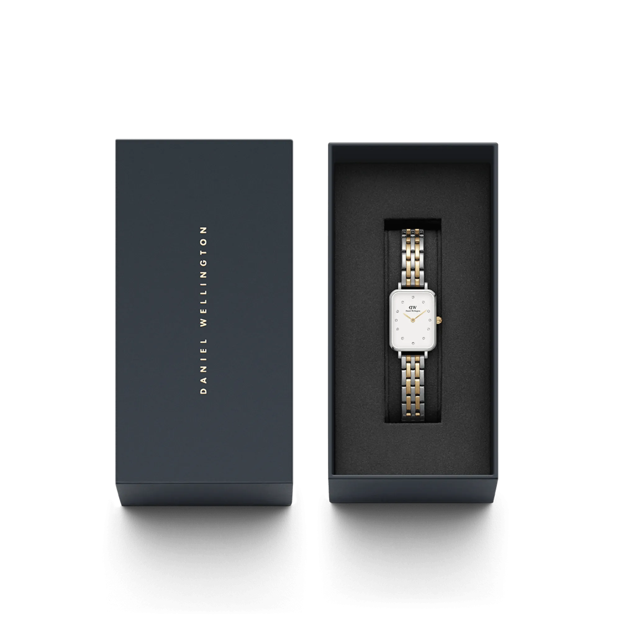 Daniel Wellington Quadro Lumine 20X26mm 5-Link White Watch DW00100625