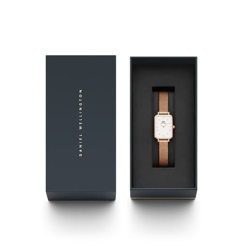 Daniel Wellington Quadro Lumine Pressed Melrose Rose Gold Watch 20x26mm