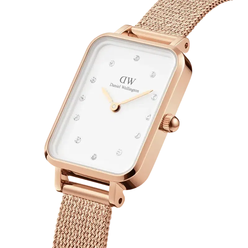 Daniel Wellington Quadro Lumine Pressed Melrose Rose Gold Watch 20x26mm