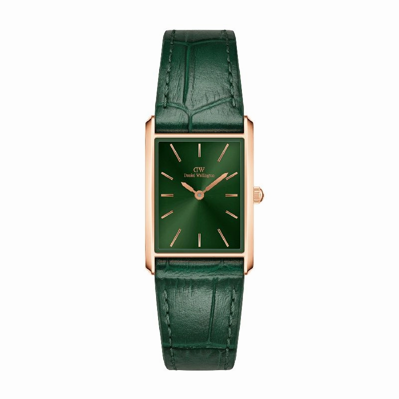 Daniel Wellington Bound Emerald Crocodile Sunray Rose Gold Watch 32x22mm