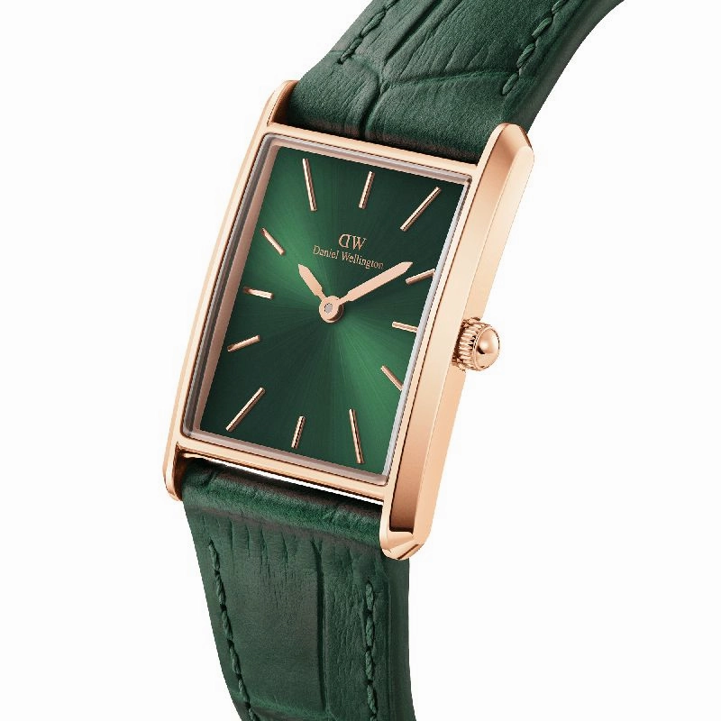 Daniel Wellington Bound Emerald Crocodile Sunray Rose Gold Watch 32x22mm