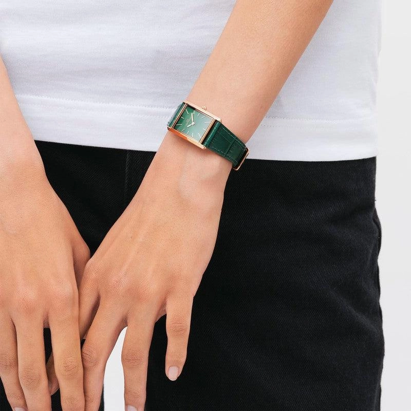 Daniel Wellington Bound Emerald Crocodile Sunray Rose Gold Watch 32x22mm