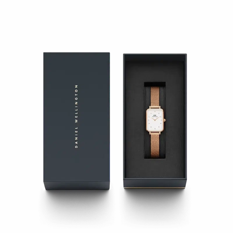 Daniel Wellington Quadro Lumine Pressed Melrose Rose Gold Watch 20x26mm