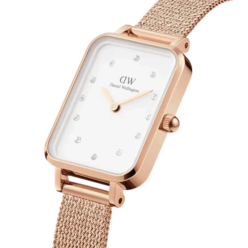 Daniel Wellington Quadro Lumine Pressed Melrose Rose Gold Watch 20x26mm