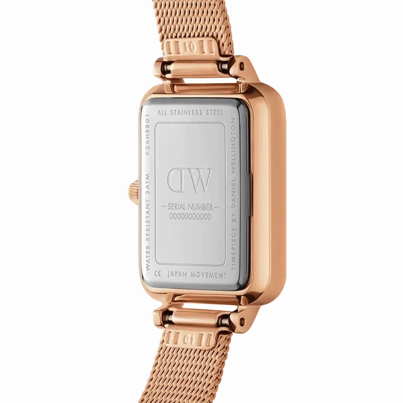 Daniel Wellington Quadro Lumine Pressed Melrose Rose Gold Watch 20x26mm