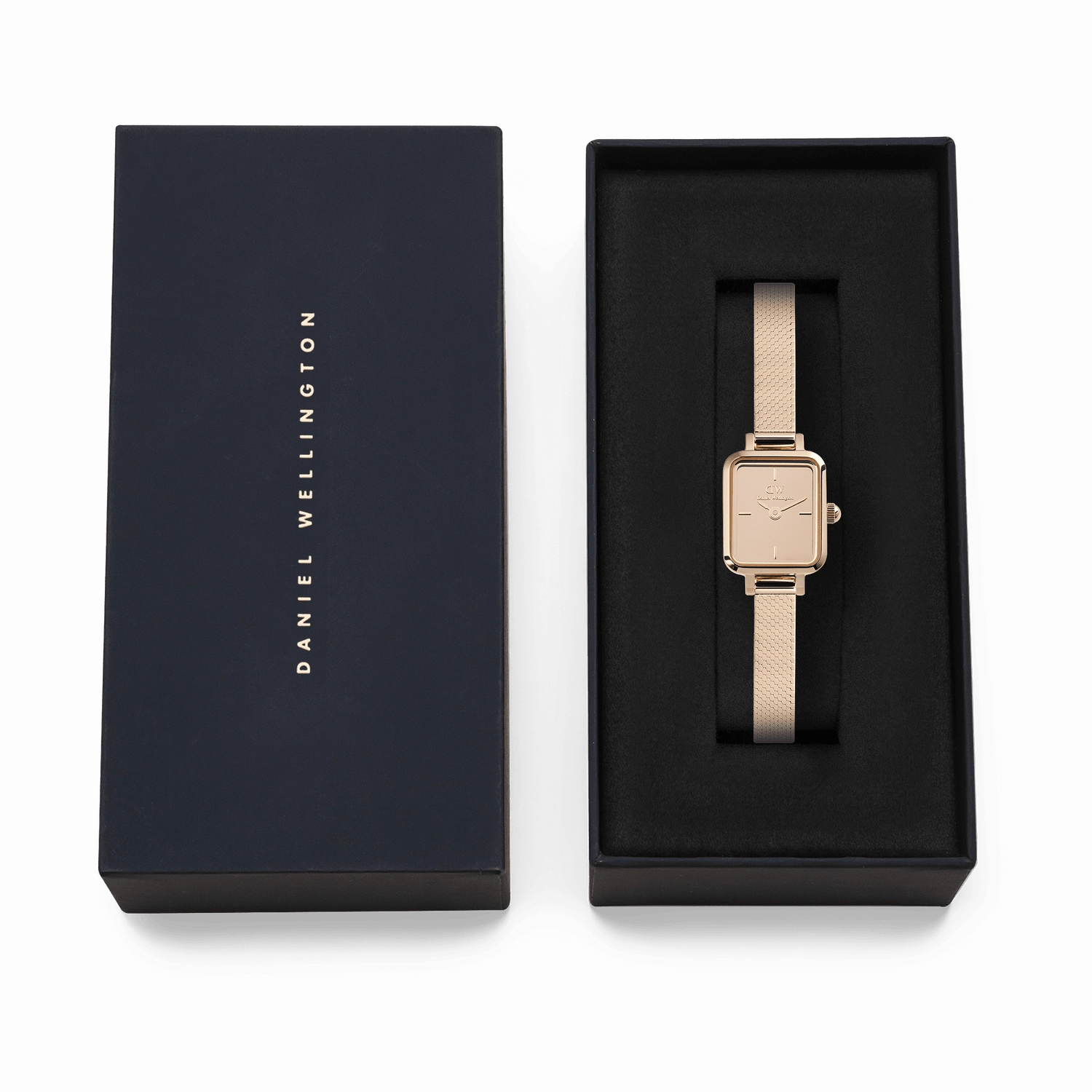 Daniel Wellington Quadro Mini Mirror Reflection Rose Gold Dial Watch DW00100799