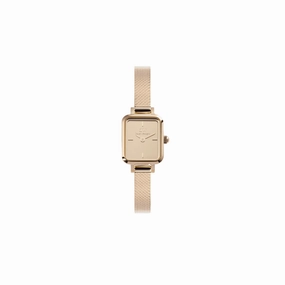 Daniel Wellington Quadro Mini Mirror Reflection Rose Gold Dial Watch DW00100799