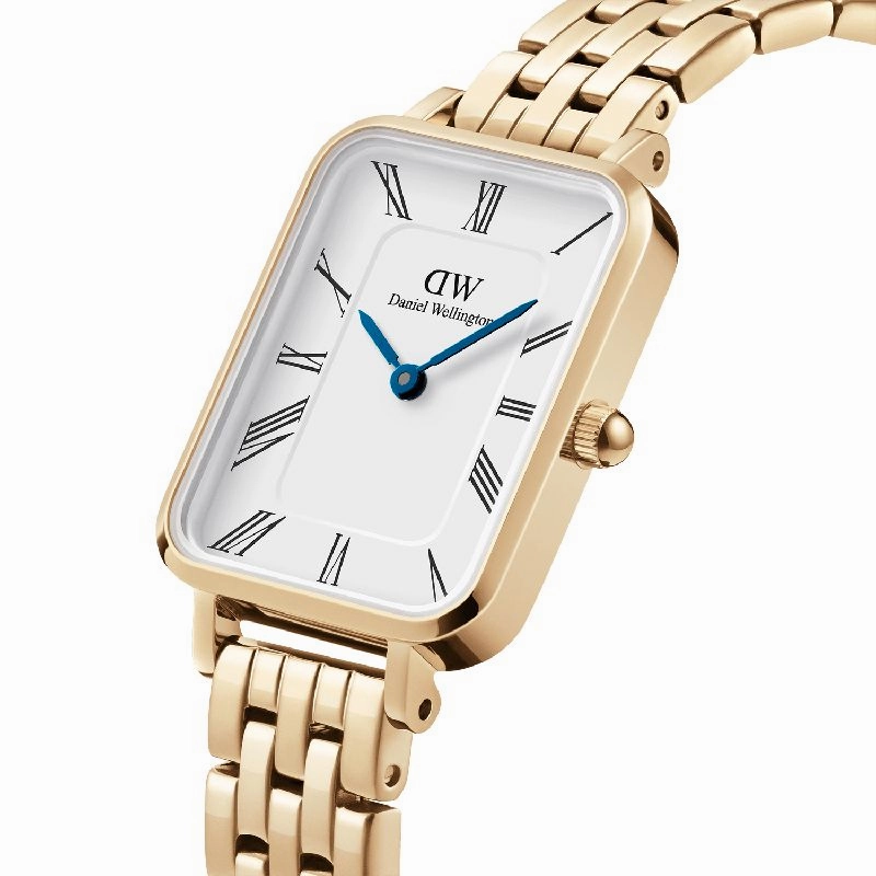 Daniel Wellington Quadro Roman Numerals 5-Link Gold 20x26mm Watch