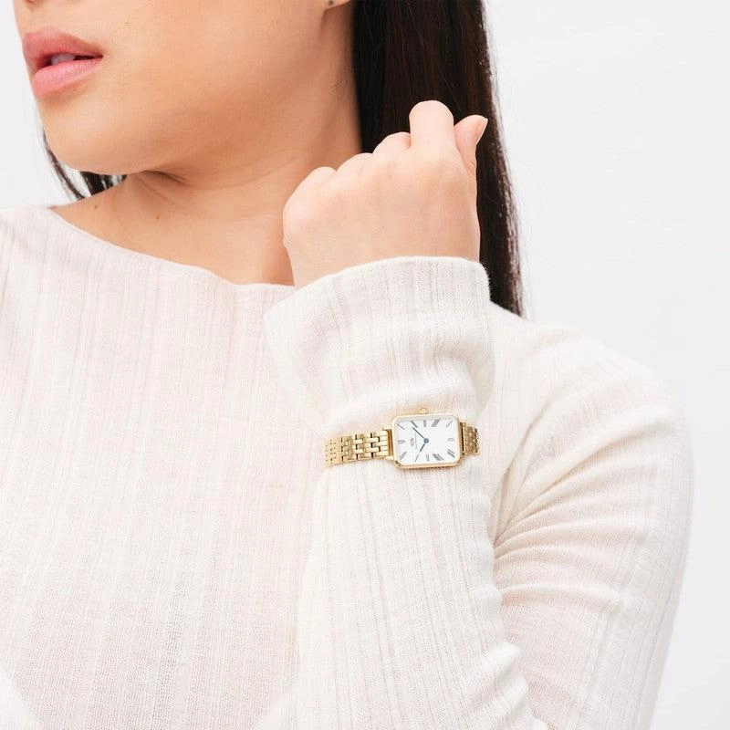 Daniel Wellington Quadro Roman Numerals 5-Link Gold 20x26mm Watch