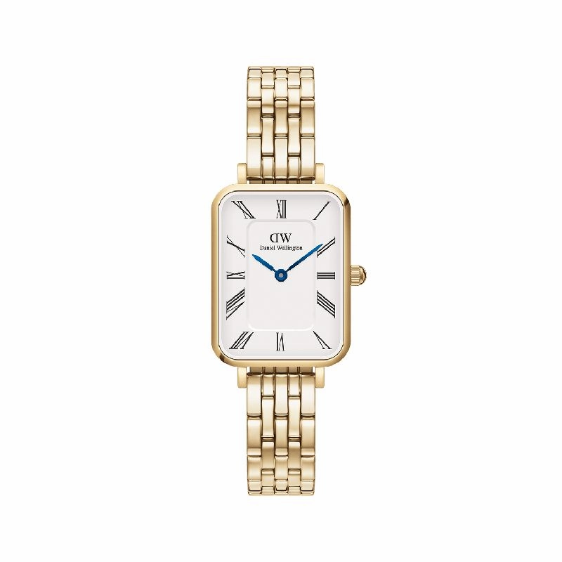 Daniel Wellington Quadro Roman Numerals 5-Link Gold 20x26mm Watch