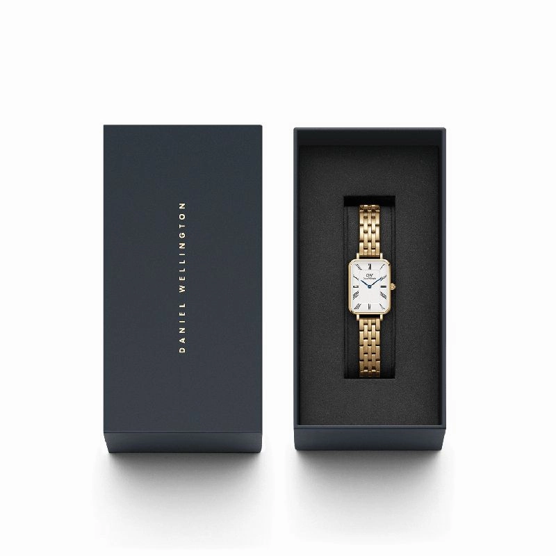 Daniel Wellington Quadro Roman Numerals 5-Link Gold 20x26mm Watch
