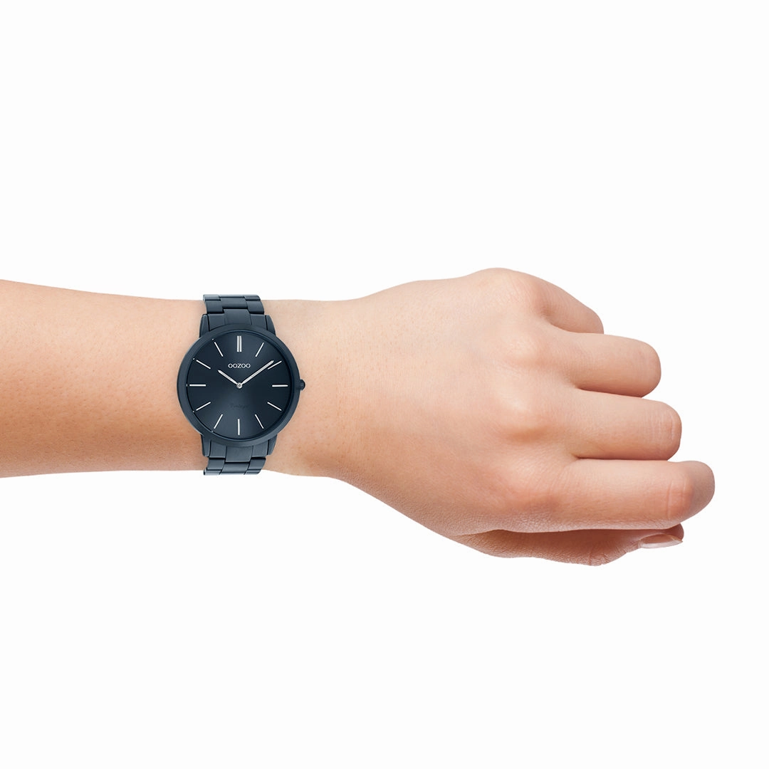 Dark blue OOZOO watch with stainless steel bracelet - C20102