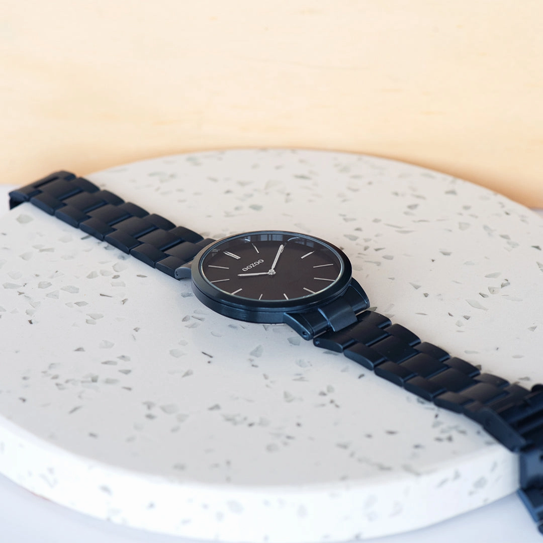 Dark blue OOZOO watch with stainless steel bracelet - C20102