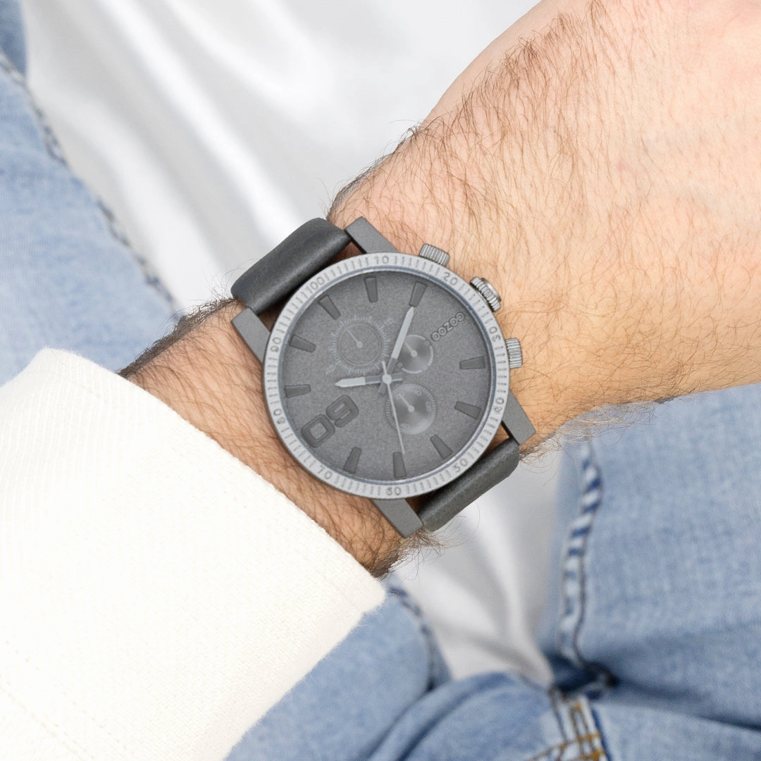 Dark grey OOZOO watch with leather strap - C11312