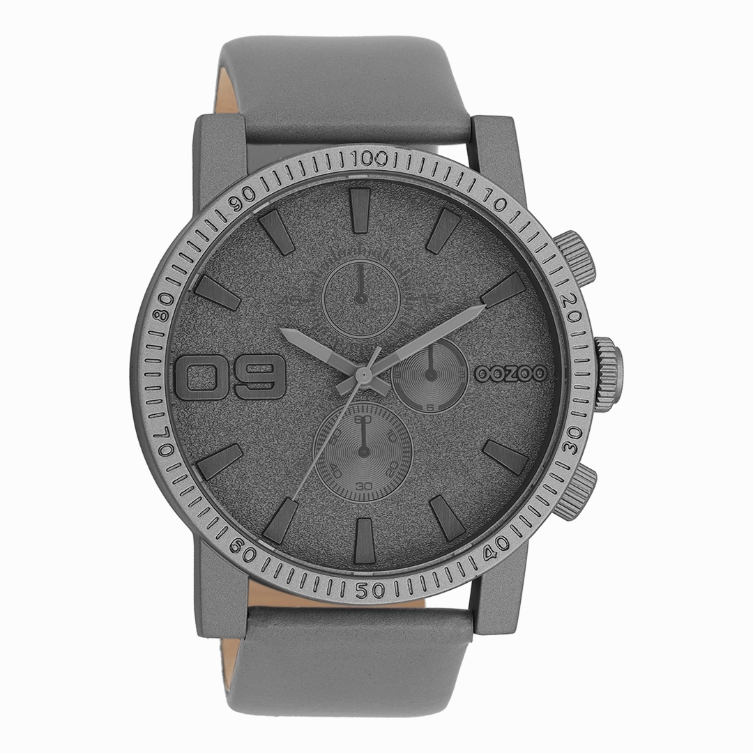 Dark grey OOZOO watch with leather strap - C11312