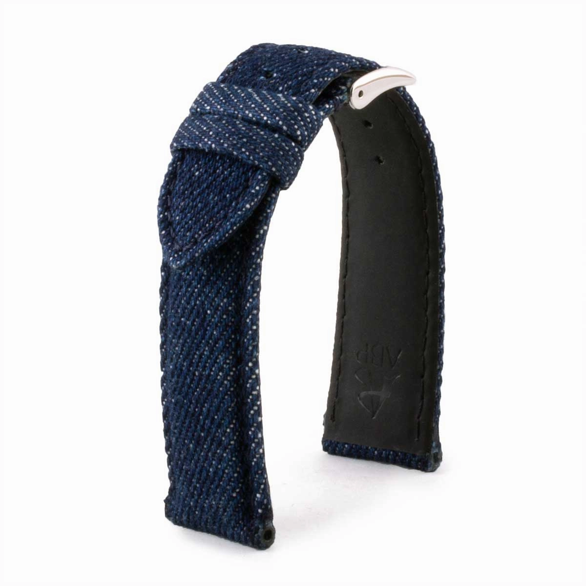 Denim Type fabric watch strap (washed blue, dark blue)