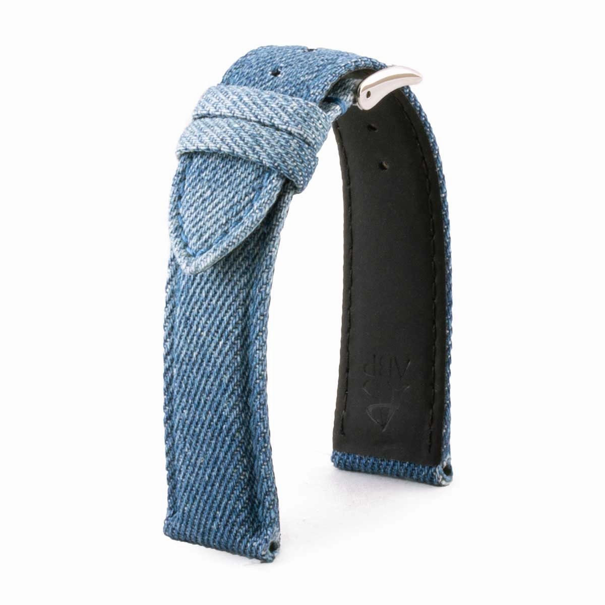 Denim Type fabric watch strap (washed blue, dark blue)