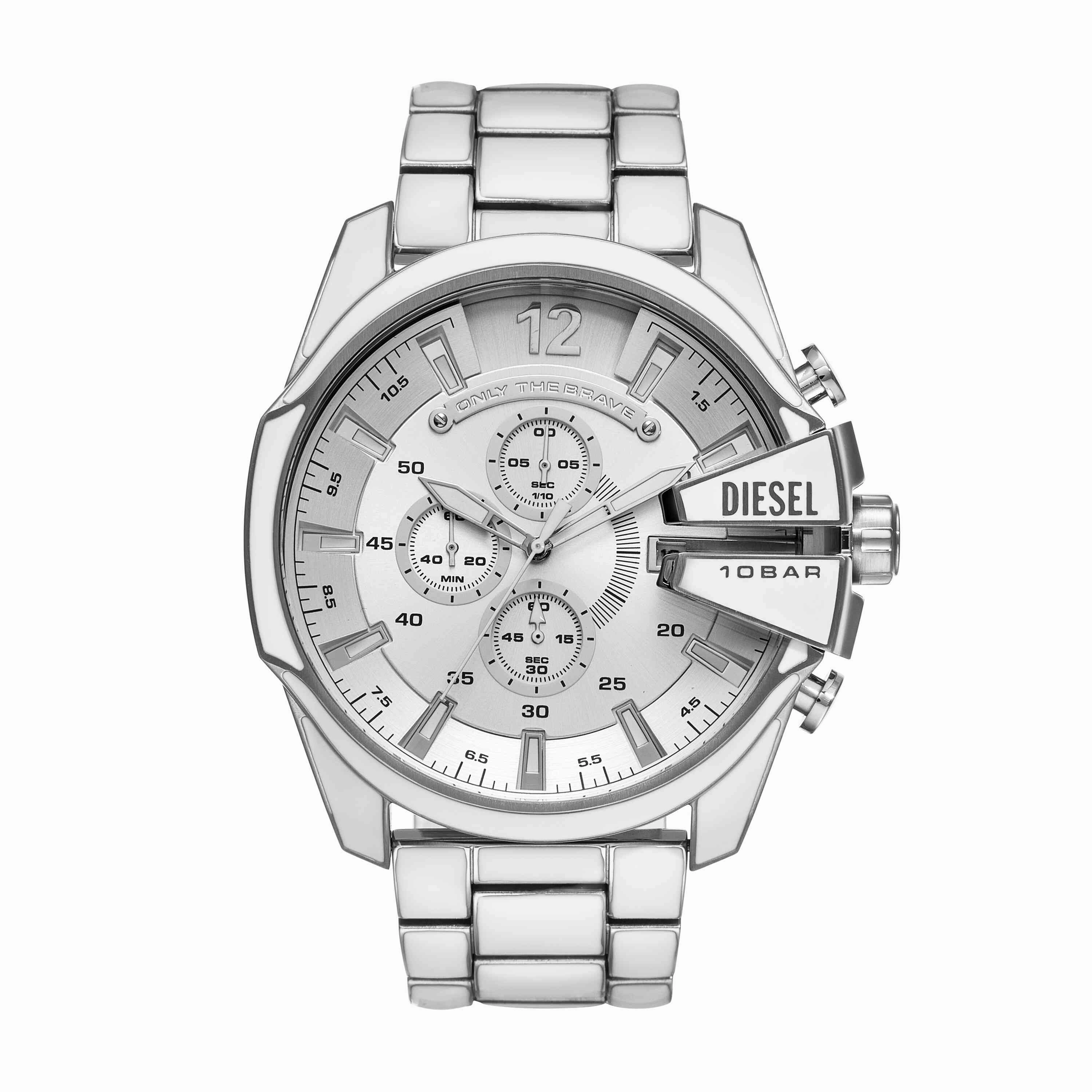 Diesel Mega Chief Chronograph White and Stainless Steel Watch DZ4660