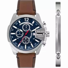Diesel Men's Watch - Baby Chief Quartz Chronograph Brown Leather Strap | DZ4601SET