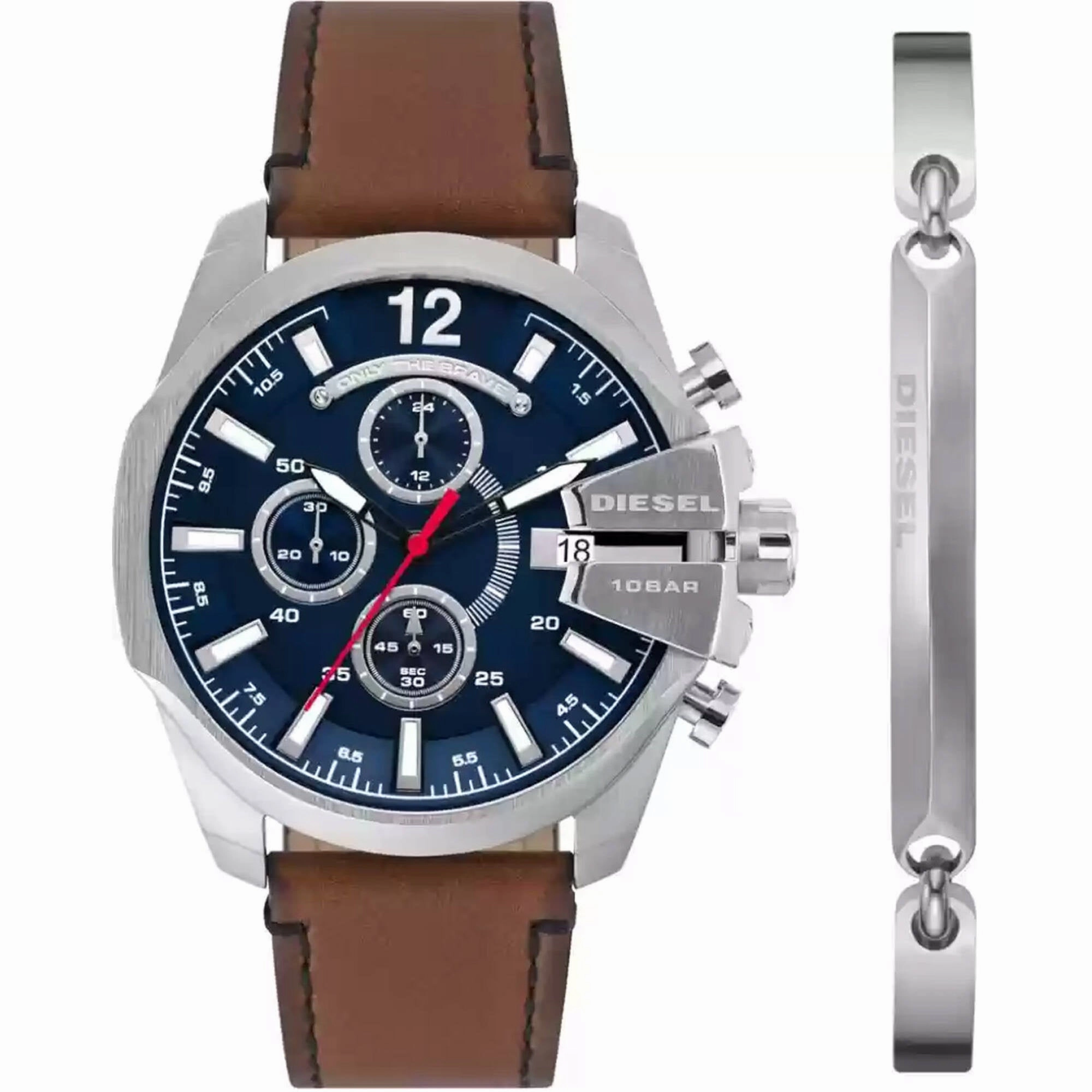 Diesel Men's Watch - Baby Chief Quartz Chronograph Brown Leather Strap | DZ4601SET